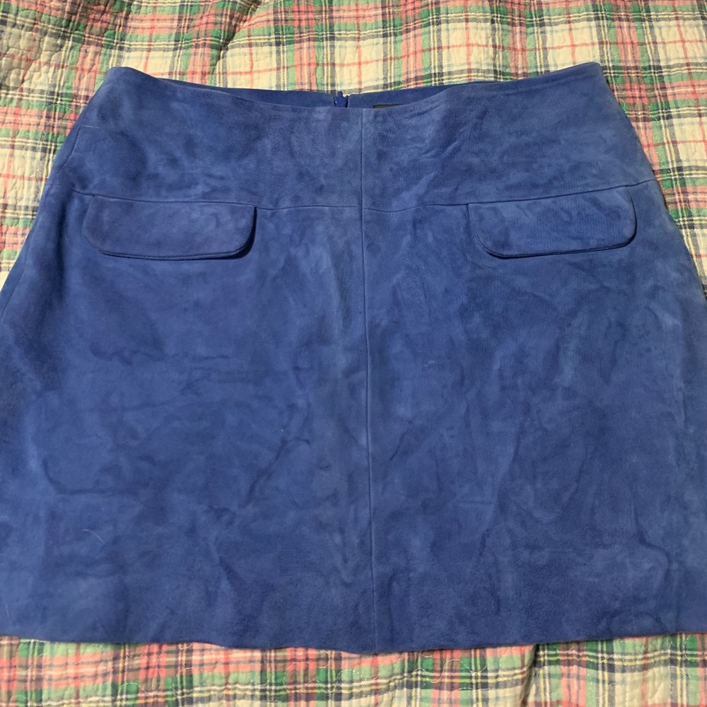 Blue leather skirt